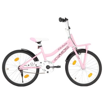 Bici per Bambini con Trasportino Frontale 20'' Rosa e Nera