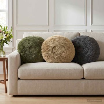 Federa 6 pcs HEERLEN Grigio Chiaro Ø 30 cm Fleece PV