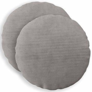 Federa 2 pcs HEERLEN Grigio Chiaro Ø 40 cm corduroy