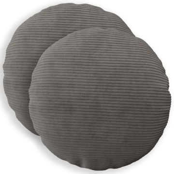 Federa 2 pcs HEERLEN Grigio Scuro Ø 60 cm corduroy