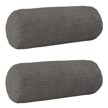 Federa 2 pcs HEERLEN Grigio Scuro Ø 15 x 40 cm corduroy
