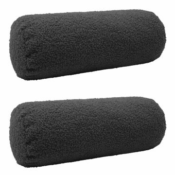 Federa 2 pcs HEERLEN Grigio Scuro Ø 15 x 40 cm Bouclé