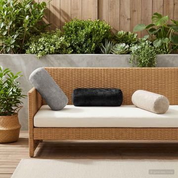 Federa 6 pz HEERLEN Grigio Chiaro Ø 15 x 40 cm Tessuto Chenille