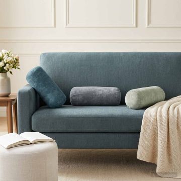 Federa 6 pz HEERLEN Azzurro Ø 15 x 40 cm Tessuto Chenille
