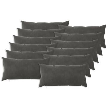 Cuscino con cuscino HEERLEN 12 pz Grigio Scuro Velluto
