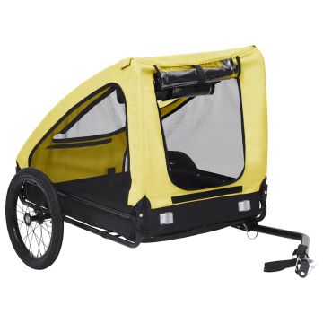 Rimorchio da Bici per Animali Domestici Giallo e Nero