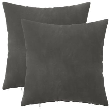 Cuscino con cuscino HEERLEN 2 pz Grigio Scuro Velluto