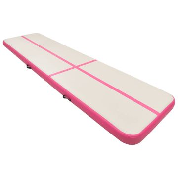 Tappetino Ginnastica Gonfiabile con Pompa 600x100x20cm PVC Rosa