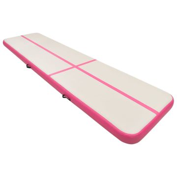 Tappetino Ginnastica Gonfiabile con Pompa 700x100x20cm PVC Rosa
