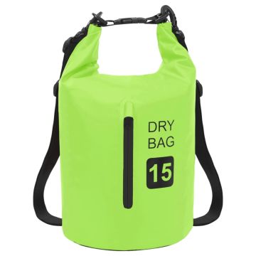 Borsa Impermeabile con Cerniera Verde 15 L in PVC