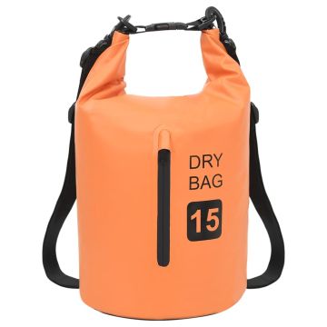 Borsa Impermeabile con Cerniera Arancione 15 L in PVC