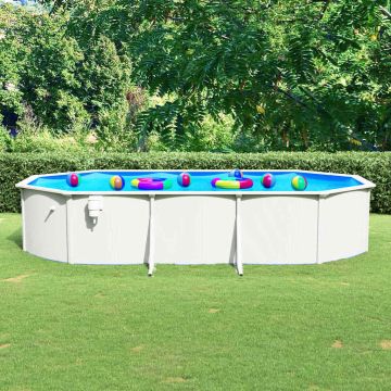 Piscina Fuori Terra in Acciaio e PVC 610x360x120 cm Bianca