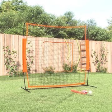 Rete Baseball Arancione e Nera 219x107x212 cm Acciaio e Poliestere