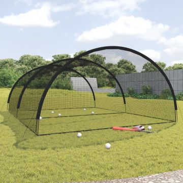 Rete Gabbia da Battuta Baseball Nera 600x400x250 cm Poliestere