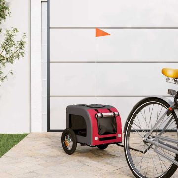 Rimorchio da Bici per Animali Rosso e Grigio Oxford e Ferro