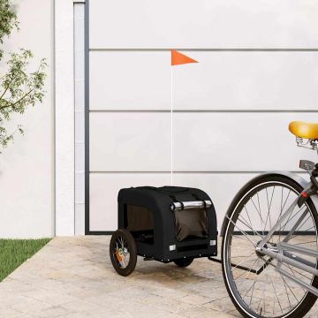 Rimorchio da Bici per Animali Nero Oxford e Ferro