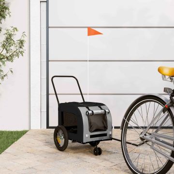 Rimorchio per bicicletta per animali domestici Grigio e Nero