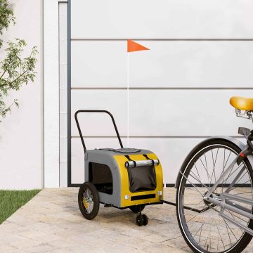 Rimorchio per bicicletta per animali domestici Giallo e Grigio