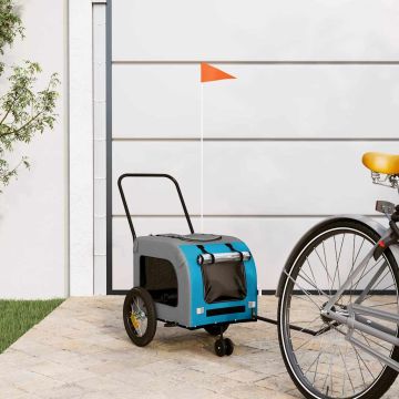 Rimorchio per bicicletta per animali domestici Blu e Grigio