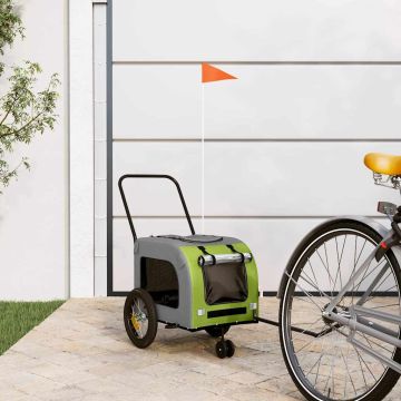 Rimorchio per bicicletta per animali domestici Verde e Grigio