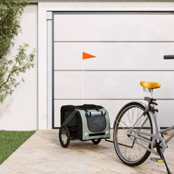 Rimorchio da Bici per Animali Nero e Grigio Oxford e Ferro