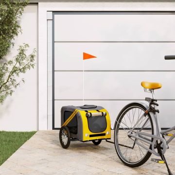 Rimorchio da Bici per Animali Giallo e Grigio Oxford e Ferro