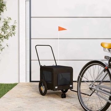 Rimorchio da Bici per Animali Nero Oxford e Ferro