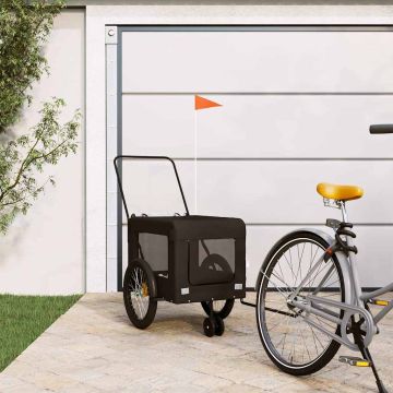 Rimorchio da Bici per Animali Nero Oxford e Ferro