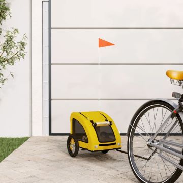 Rimorchio da Bici per Animali Giallo Oxford e Ferro