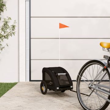 Rimorchio da Bici per Animali Nero Oxford e Ferro