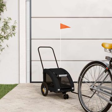 Rimorchio da Bici per Animali Nero Oxford e Ferro