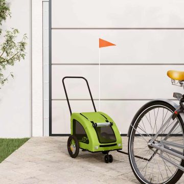 Rimorchio da Bici per Animali Verde Oxford e Ferro
