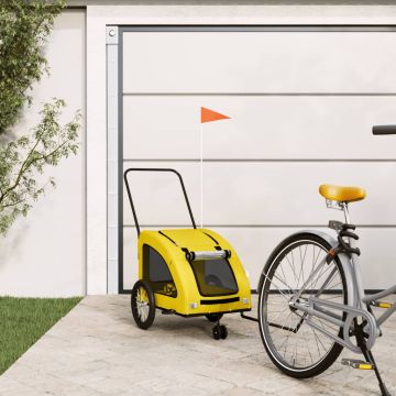 Rimorchio da Bici per Animali Giallo Oxford e Ferro