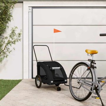 Rimorchio da Bici per Animali Nero Oxford e Ferro