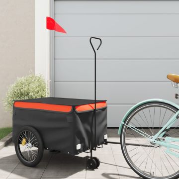 Rimorchio da Bici Nero e Arancione 30 kg in Ferro