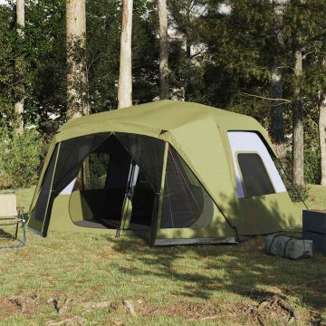 Tenda Campeggio 10 Persone Verde Rilascio Rapido Impermeabile