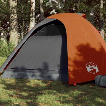 Tenda da Campeggio a Cupola 4 Persone Grigio e Arancione