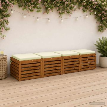 Cuscini per Sedia in 4 Pezzi SOEST 4 pz 100% Poliestere Crema