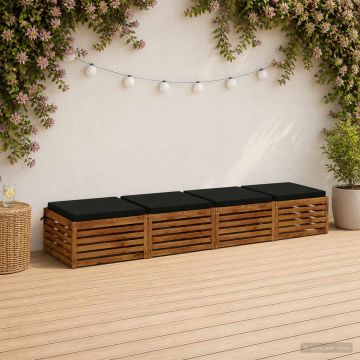 Cuscini per Sedia in 4 Pezzi SOEST 4 pz 100% Poliestere Nero