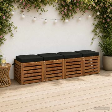 Cuscini per sedile a 4 pezzi SOEST 4 pcs 100% Poliestere Nero