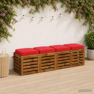 Cuscini per sedile a 4 pezzi SOEST 4 pcs 100% Poliestere Rosso