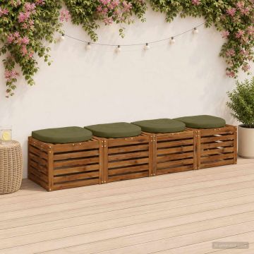 Cuscini per Sedia in 4 Pezzi 4 pz 100% Poliestere Verde Oliva