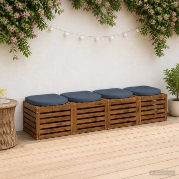Cuscini per Sedia in 4 Pezzi 4 pz 100% Poliestere Blu