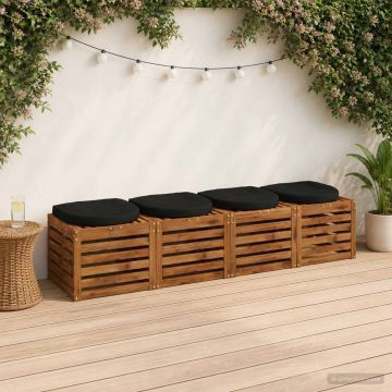 Cuscini per Sedia in 4 Pezzi 4 pz 100% Poliestere Nero