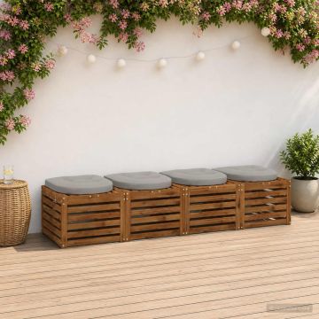 Cuscini per Sedia in 4 Pezzi 4 pz 100% Poliestere Grigio