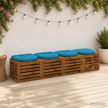 Cuscini per Sedia in 4 Pezzi 4 pz 100% Poliestere Azzurro