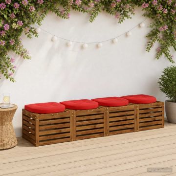 Cuscini per Sedia in 4 Pezzi 4 pz 100% Poliestere Rosso