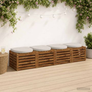 Cuscini per Sedia in 4 Pezzi 4 pz 100% Poliestere Bianco