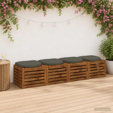 Cuscini per Sedia in 4 Pezzi 4 pz 100% Poliestere Grigio