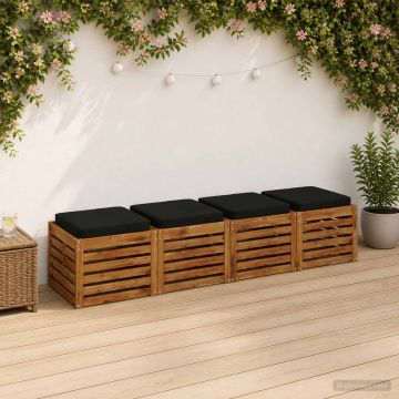 Cuscini per Sedia in 4 Pezzi VUGHT 4 pcs 100% Poliestere Nero